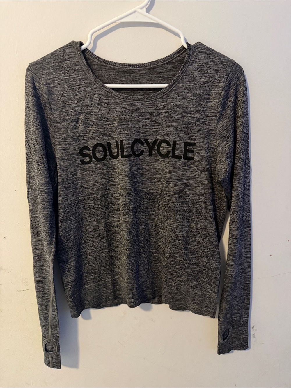 soulcycle Heather Gray Long Sleeve Logo Tee